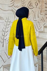 Lamelif Örgülü Kazak Hardal Sarısı