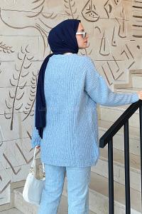 Lamelif Uzun Hırka Bebe Mavisi