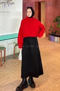 Red Medium Crew Neck Long Arm Jumper