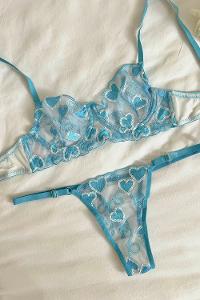 Sky Blue Cotton Fabric Underwire Unsupport 