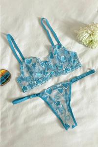 Sky Blue Cotton Fabric Underwire Unsupport 