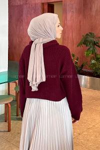 Claret Red Zippered Neck Long Arm Jumper