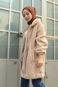 Cream Shirt Collar Long Arm Coat