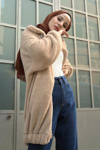 Cream Shirt Collar Long Arm Coat