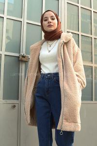 Cream Shirt Collar Long Arm Coat