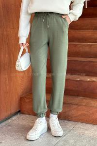 Khaki Elastic Trousers Normal Waist Bottom Tracksuit