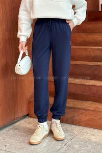 Navy Blue Elastic Trousers Normal Waist Bottom Tracksuit