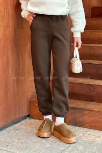 Lamelif Üç İplik Şardonlu Jogger Modelli Eşofman Altı Acı Kahve