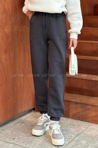 Smoked Elastic Trousers Elastic Waist Regular Cut Bottom Tracksuit