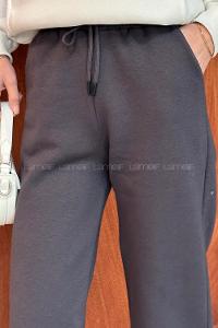 Smoked Elastic Trousers Elastic Waist Regular Cut Bottom Tracksuit