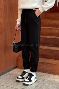 Black Elastic Trousers Elastic Waist Regular Cut Bottom Tracksuit