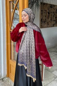 Lamelif C Desen Kaşmir Çift Taraflı Şal Camel