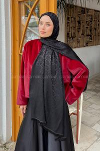 Lamelif C Desen Kaşmir Çift Taraflı Şal Siyah