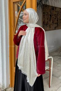 Lamelif C Desen Kaşmir Çift Taraflı Şal Taş Bej