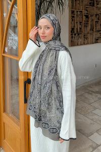 Anatolian Black Cotton Striped Shawl