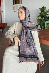 Lamelif Versa Desen Pamuk Şal Soft Kahve Siyah