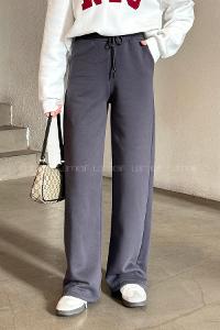 Lamelif Üç İplik Salaş Model Eşofman Altı Füme