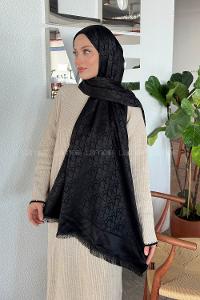 Lamelif Dior Desen Kaşmir Çift Taraflı Şal Siyah