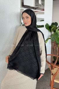Lamelif G Desen Kaşmir Çift Taraflı Şal Siyah