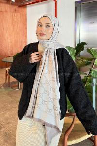 Lamelif G Desen Kaşmir Çift Taraflı Şal Toprak Taş