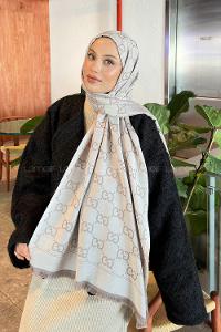 Lamelif G Desen Kaşmir Çift Taraflı Şal Toprak Taş