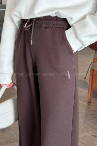 Lamelif Modal Kumaş Bol Paça Eşofman Acı Kahve