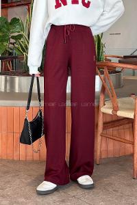 Lamelif Modal Kumaş Bol Paça Eşofman Bordo