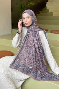 Lamelif Retro Desen Soft Şal Sütlü Kahve