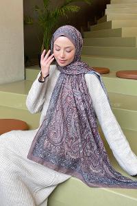 Lamelif Retro Desen Soft Şal Sütlü Kahve