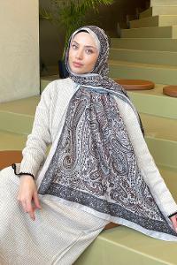 Lamelif Retro Desen Soft Şal Taş