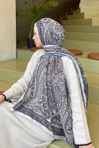 Lamelif Retro Desen Soft Şal Taş