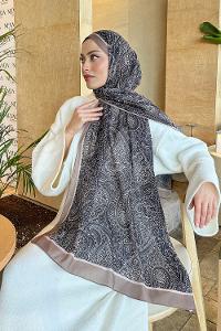 Lamelif Retro Desen Pamuk Şal Bitter Kahve Toprak