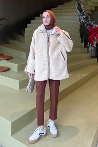 Brown Normal Neck Long Arm Coat