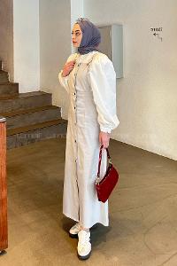 Gray Normal Neck Gabardin Dresess