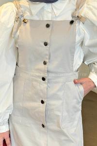 Gray Normal Neck Gabardin Dresess