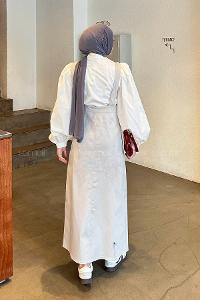 Gray Normal Neck Gabardin Dresess