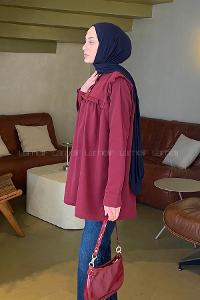 Claret Red Normal Neck Cotton Fabric Unprinted Tunic