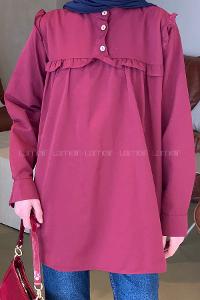 Claret Red Normal Neck Cotton Fabric Unprinted Tunic