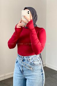 Lamelif Eldiven Detaylı Body Kırmızı