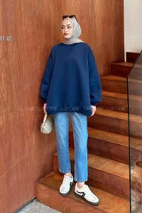 Blue Crew Neck Long Arm Sweatshirt