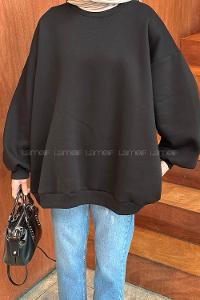 Lamelif Oversize Sweatshirt Siyah