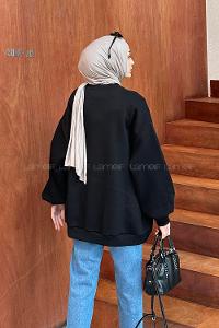 Lamelif Oversize Sweatshirt Siyah