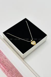 Lamelif Gold Kristal Taşlı Kalp Kolye