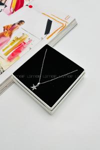 Lamelif Gümüş Kristal Taşlı Zirkon Zarif Çiçek Kolye