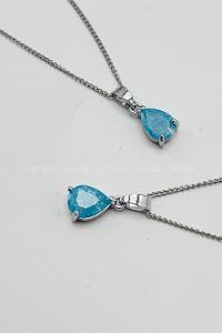 Lamelif Mavi Kristal Taşlı Zirkon Damla Kolye