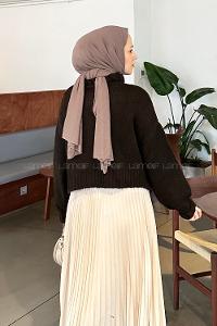 Lamelif Crop Kazak Acı Kahve