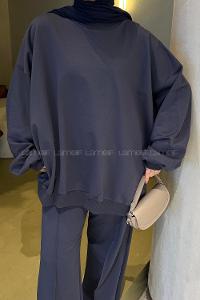 Lamelif Oversize Sweatshirt İkili Tesettür Takım Antrasit