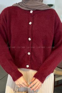 Lamelif Sakallı Basic Hırka Bordo