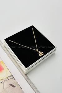 Lamelif Gold Kristal Taşlı Zirkon Kelebek Kolye