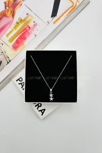 Lamelif Gümüş Kristal Taşlı Zirkon 2 Yıldız Kolye